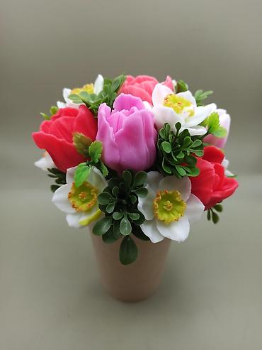 Декоративные цветы: Декоративные мини-букеты ручной работы в кашпо - Композиции из — 6