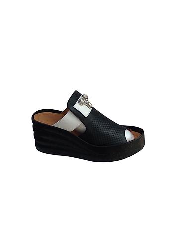 smart saat adapteri: Qadın üçün platformalı açıq burunlu tapança sandal - Rəng: qara-ağ — 1