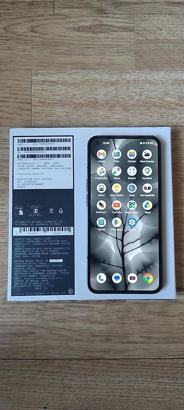 sony ses: Nothing Phone (1) – A063, Qara, 12+8 GB RAM / 256 GB yaddaş — 2