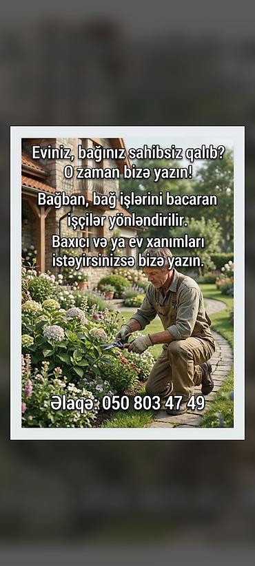 bağban tələb: Bağ və ev xidmətləri – peşəkar işçi yönləndirilməsi - Bağban və bağ — 1