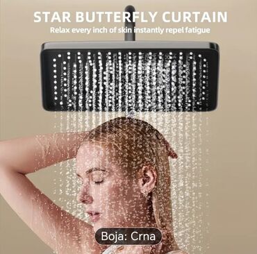 Ostale sanitarije: Tuš sistem 4-u-1 – boja: crna - Gornja “kišna” tuš ruža 11" za širok — 2