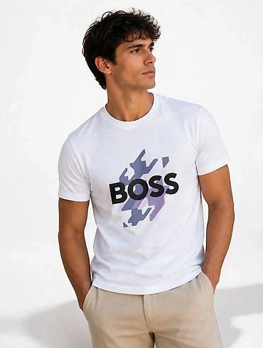 Muška majica kratkih rukava sa printom “BOSS” - Boja: bela - Prednji