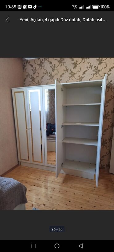 Dolablar: Açılan, 4 qapılı Düz dolab, Qarderob, paltar dolabı
