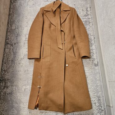 прямое кашемировое пальто: Пальто, Осень-весна, Длинная модель, С поясом, 2XL (EU 44), 3XL (EU 46)