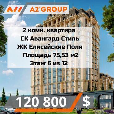 Продажа квартир: 2 комнаты, 76 м², Элитка, 6 этаж, ПСО (под самоотделку)