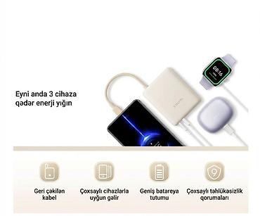 xiaomi planset: Xiaomi 33W Power Bank – 10 000 mAh (daxili kabel ilə) - Sürətli — 7