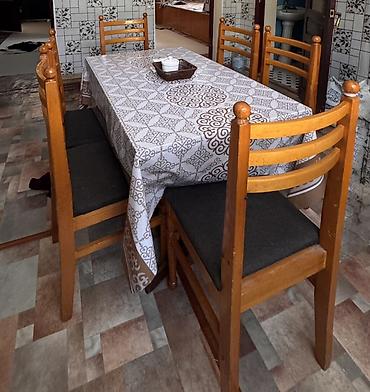 стол офис: Кухонный стол и стул, Б/у, Самовывоз, цвет - Коричневый — 1