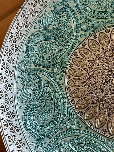 boru: Dekorativ metal qab – şaxsey-vaxsey (paisley) naxışlı - Material — 3