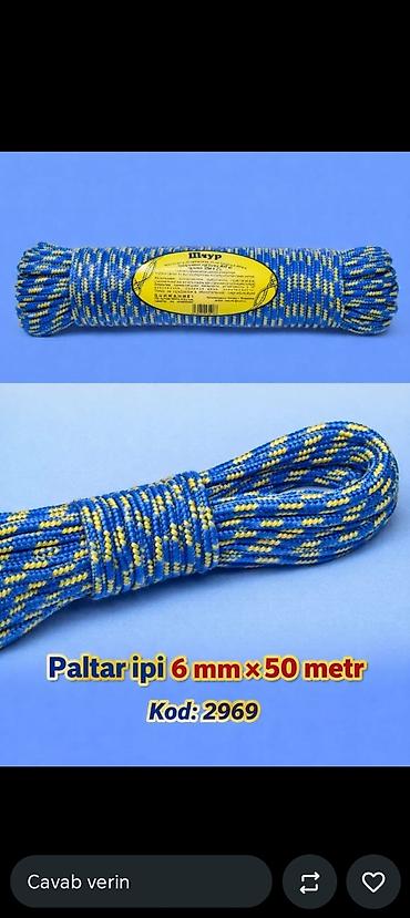sapı: Paltar ipi – 6 mm × 50 metr Kod: 2969 - Material: möhkəm, çox saplı — 1
