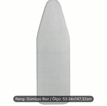 son zəng lövhə: Gümüşü boz rəngdə ütü masası üçün örtük. Bu örtük 53.34x147.32 sm