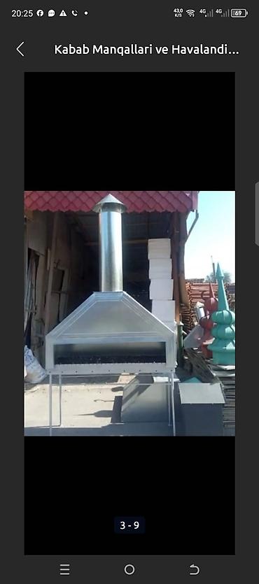 Restoran manqalları: Metal manqal və tüstüçıxaran başlıqla komplektləşdirilmiş kebab — 1
