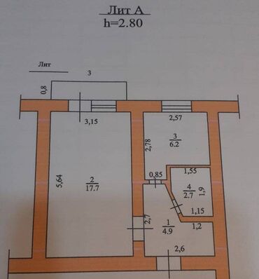 срочно в связи с переездом: 1 бөлмө, 35 кв. м, Жеке план, 4 кабат, Косметикалык ремонт