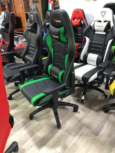 Ofis və oyun kresloları: Yeni, Təkərli, Qolları tənzimlənir, Dəri — 14