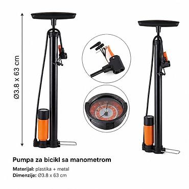 KMT 2001324 – podna pumpa za bicikl sa manometrom Opis: - Podna pumpa