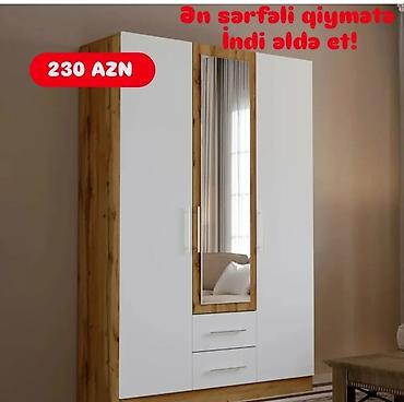 embawood dolab: Yeni, 3 qapılı, Güzgülü, Ağ, Açılan, Düz dolab — 1