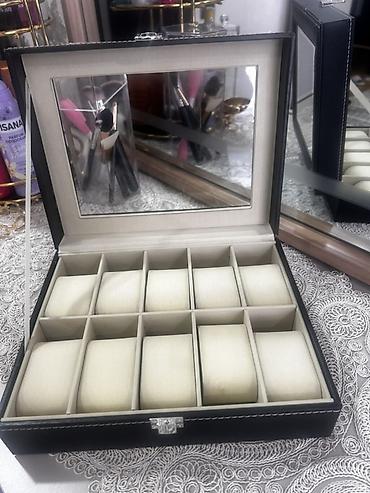 Наручные часы: Saat qutusu – 10 bölməli - Material: qara rəngli ekodəri üzlük, ağ — 3