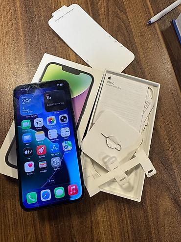IPhone 14, 128 GB, Jet Black, Simsiz şarj, Face ID, Sənədlərlə