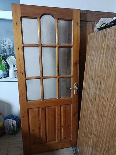 evin giris qapilari: Taxta şüşəli otaq qapısı - Material: təbii ağac (laklı səth), klassik — 2