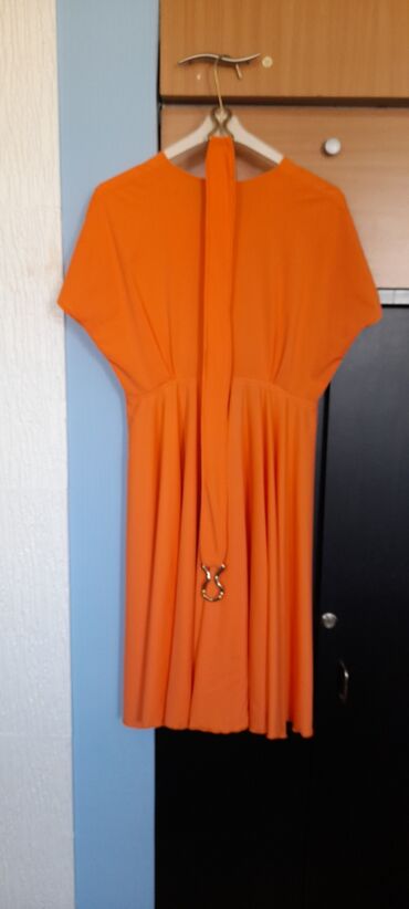 leprsave haljine do kolena: L (EU 40), bоја - Narandžasta, Drugi stil, Kratkih rukava