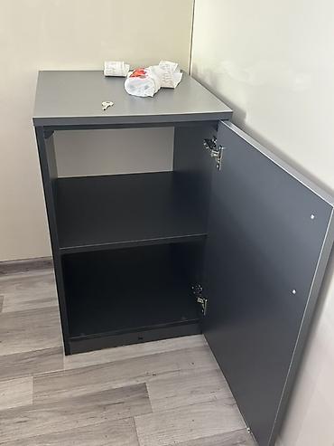 Офисные гарнитуры: Ofis mebel dəsti – qrafit rəng - Minimalist dizaynlı iş masası: düz — 5