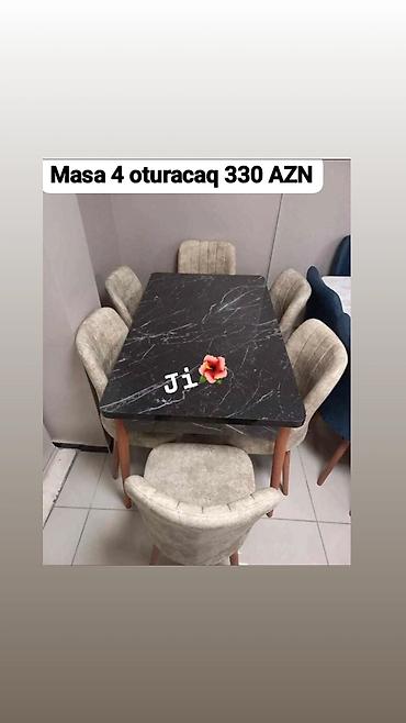 taxt doweyi: Mətbəx/qonaq otağı üçün masa və 4 ədəd oturacaq dəsti. - Masa — 1
