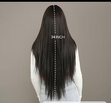 Pariklər: Uzun düz qara parik – 34 inch - Uzunluq: 34 inch (təxminən 86 sm) — 2