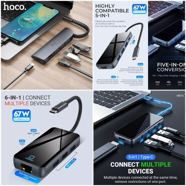 kabel snur - Azərbaycan: Hdmi 4k hub xab type-c adapter perexadnik original hoco firmasindan