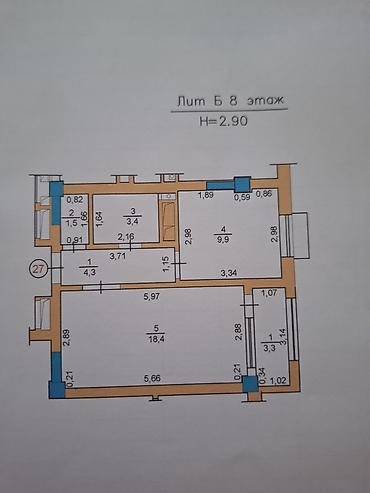 квартира 8 мик: 1 комната, 41 м², Тунгуч мкр Элитка, 8 этаж, Косметический ремонт — 8