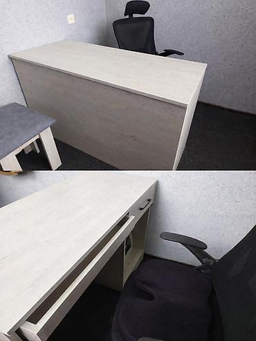 Ofis mebeli: Ofis üçün iş masası və oturacaq dəsti Minimalist dizayn, açıq ağac — 1