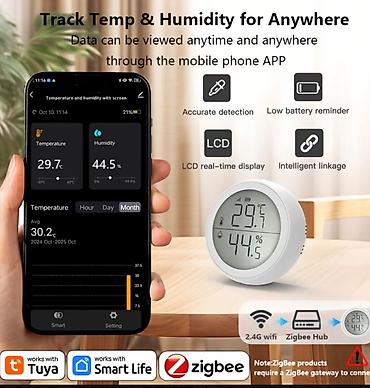 термометр: Zigbee Temperatur Sensoru ve Rütubətölçən Sensor Whatsappa yazın Tuya — 1