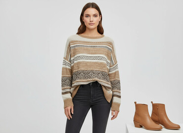 kapcie na drutach z prostokąta: Zara, Women`s sweater, size M