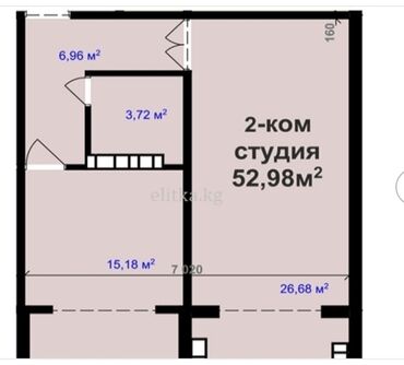 Продажа квартир: 1 комната, 53 м², 108 серия, 3 этаж, ПСО (под самоотделку)