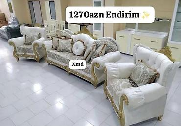 Klassik dəst mebel – 3+1+1 - Dəst tərkibi: üçnəfərlik divan, iki ədəd