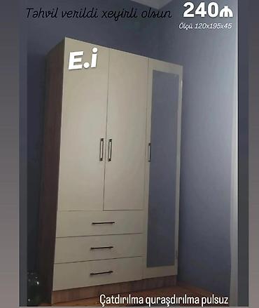 Ev üçün mebel: Üçqapılı geyim dolabı - Ölçü: 120 x 195 x 45 sm - Rəng və material — 1