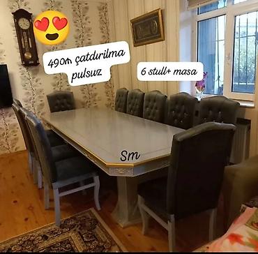 mebel stul: Qonaq otağı üçün, Yeni, Açılmayan, Dördbucaq masa, 6 stul — 1