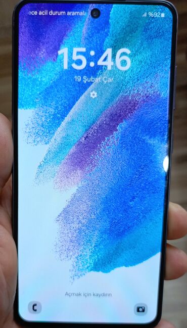 tek sexsiyyet vesiqesi ile telefon: Samsung Galaxy S21 FE, 128 GB, rəng - Göy, Barmaq izi, Simsiz şarj, İki sim kartlı