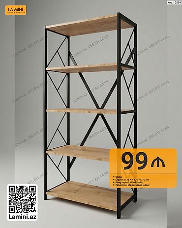 Ev və bağ: Sənaye üslublu metal karkaslı rəf sistemi (stellaj) - Material: Qara — 1