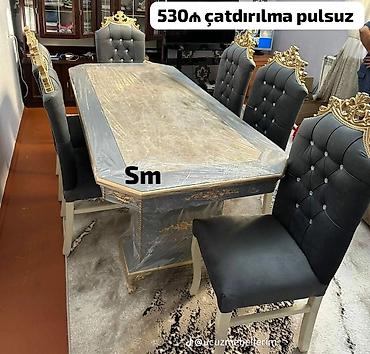 reception masasi: Qonaq otağı üçün, Yeni, Açılmayan, Dördbucaq masa, 6 stul — 1