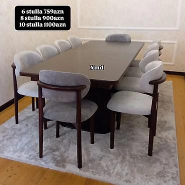 Masa və oturacaq dəstləri: Masa və stul dəsti - Dəst: masa + 6 stul - Forma: oval və ya — 6