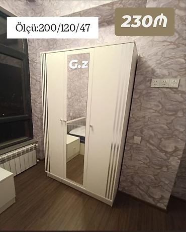 2ci el dolablar: Ağ rəngli 3 qapılı paltar şkafı - Ölçü: 200/120/47 — 1