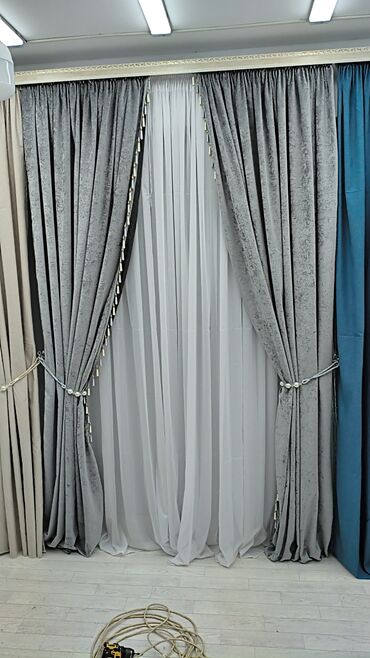 Шторы и занавески: Комплект штор, Велюр, С тюлем в комплекте, Готовое изделие, Для спальни — 30