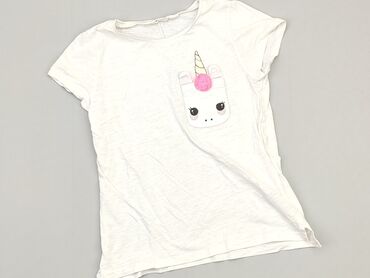 koszulki biale: T-shirt, H&M, 8 years, 122-128 cm, condition - Good