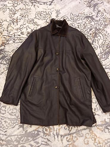 Paltolar: Kişilər üçün klassik dəri palto/jaket - Rəng: tünd qəhvəyi - — 1
