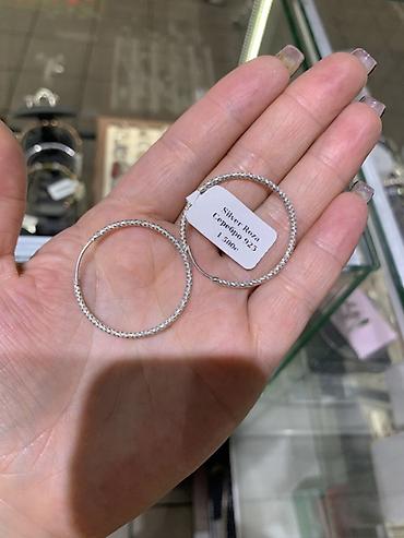 серебряные сережки: Серебряные серьги-кольца Silver Roza, проба 925. - Материал: серебро — 7