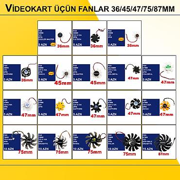 stolustu ventilyator: Videokart üçün Fanlar “36/45/47/75/87mm 12v 2/3/4pin” ⭐Fan 36mm 12v — 1