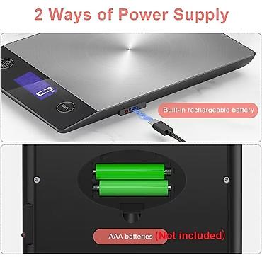 elektron kitab satilir: Mətbəx tərəzisi şarj oluna bilən LCD ekranlı 15 kq USB Type-C TƏCİLİ — 2