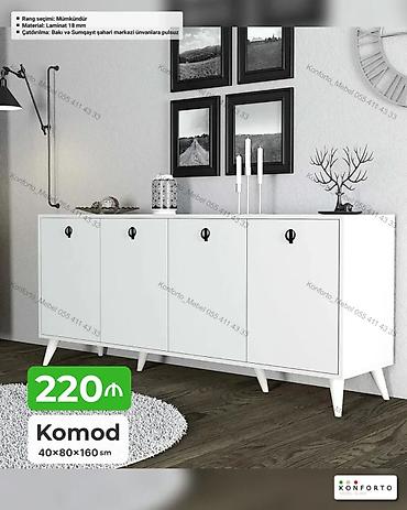 Ağ rəngli komod - Ölçülər: 40 × 80 × 160 sm - Material: 18 mm laminat