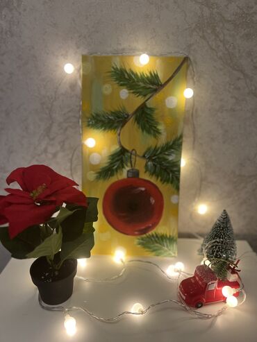 Yeni il oyuncaqları və bəzəkləri: “Christmas”əsəri😍 Yağlı boyalar ilə 20*40 rəsm Əzizlərinizi