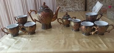 çay evi avadanlıq: Çay dəsti, rəng - Qəhvəyi, Farfor, 6 nəfərlik, Yaponiya