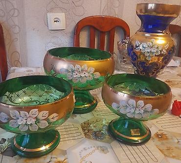 ​"Orijinal Çexiya Bohema (Bohemia / Egermann) yaşıl lepkasız/lepkalı